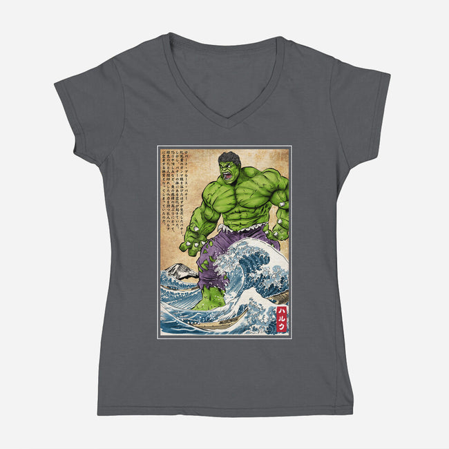 The Green Fury In Japan-Womens-V-Neck-Tee-DrMonekers