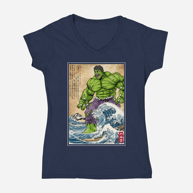 The Green Fury In Japan-Womens-V-Neck-Tee-DrMonekers