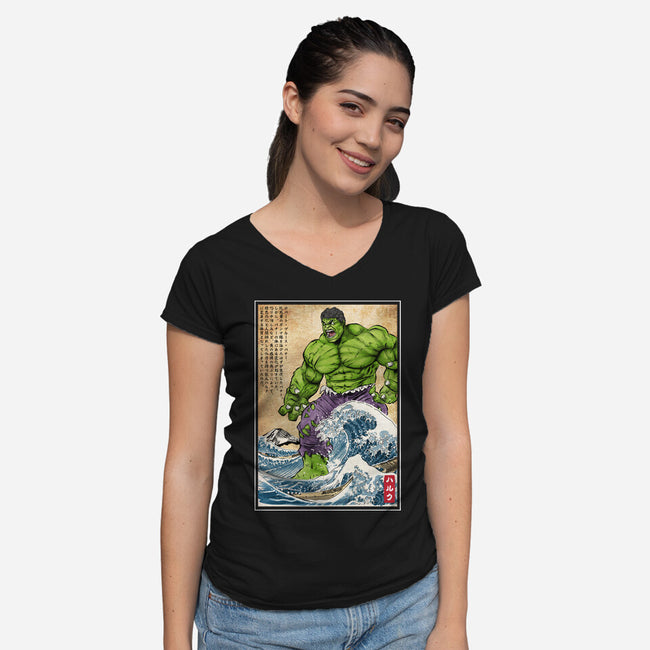 The Green Fury In Japan-Womens-V-Neck-Tee-DrMonekers