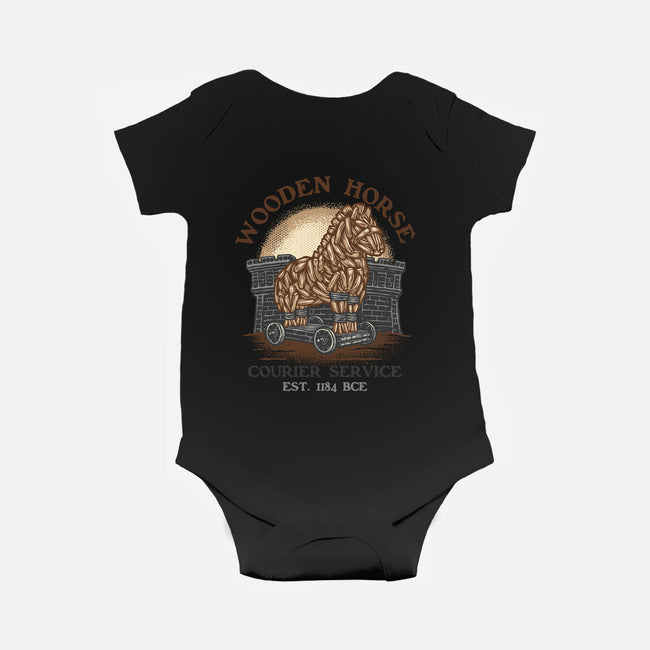 Wooden Horse Courier Service-Baby-Basic-Onesie-glitchygorilla