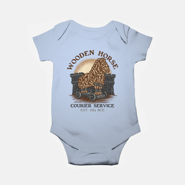 Wooden Horse Courier Service-Baby-Basic-Onesie-glitchygorilla