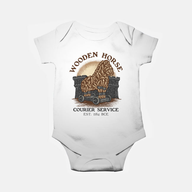 Wooden Horse Courier Service-Baby-Basic-Onesie-glitchygorilla