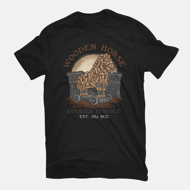 Wooden Horse Courier Service-Womens-Fitted-Tee-glitchygorilla