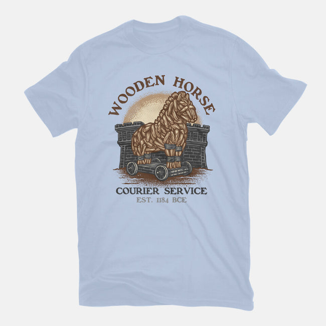 Wooden Horse Courier Service-Womens-Basic-Tee-glitchygorilla