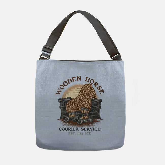Wooden Horse Courier Service-None-Adjustable Tote-Bag-glitchygorilla