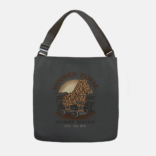 Wooden Horse Courier Service-None-Adjustable Tote-Bag-glitchygorilla