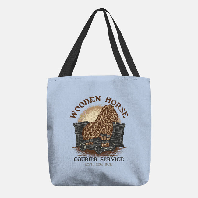 Wooden Horse Courier Service-None-Basic Tote-Bag-glitchygorilla
