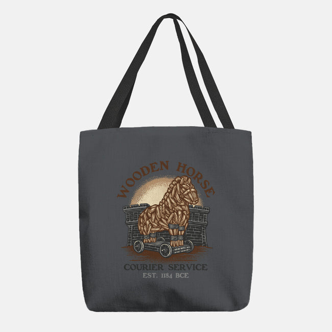 Wooden Horse Courier Service-None-Basic Tote-Bag-glitchygorilla