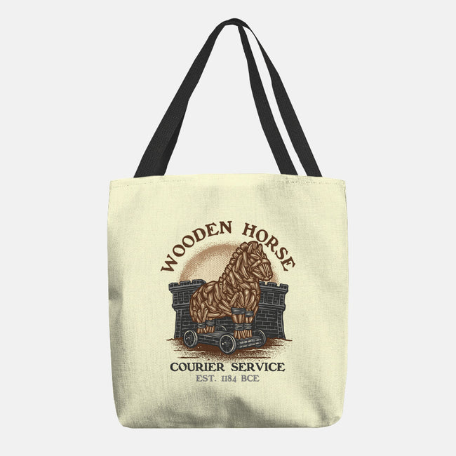 Wooden Horse Courier Service-None-Basic Tote-Bag-glitchygorilla