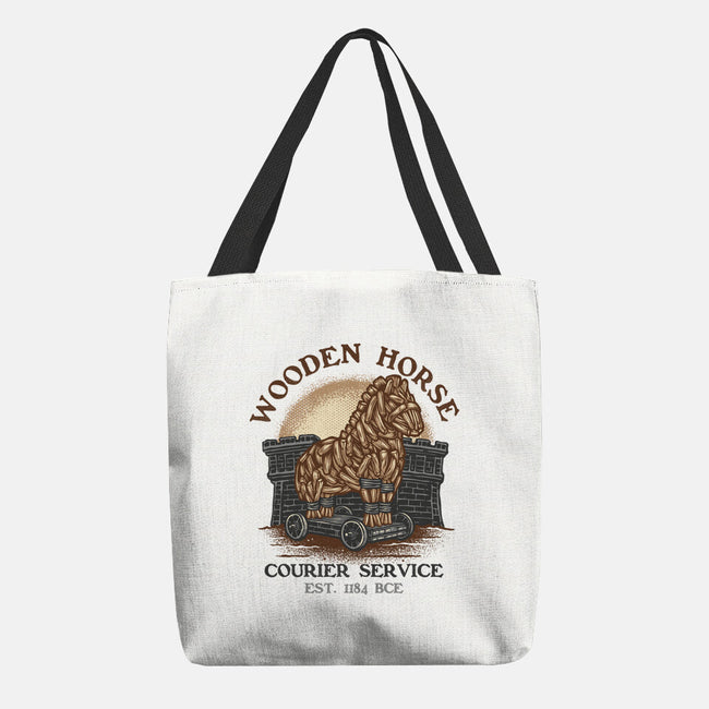 Wooden Horse Courier Service-None-Basic Tote-Bag-glitchygorilla