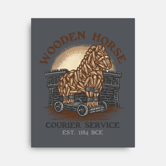 Wooden Horse Courier Service-None-Stretched-Canvas-glitchygorilla