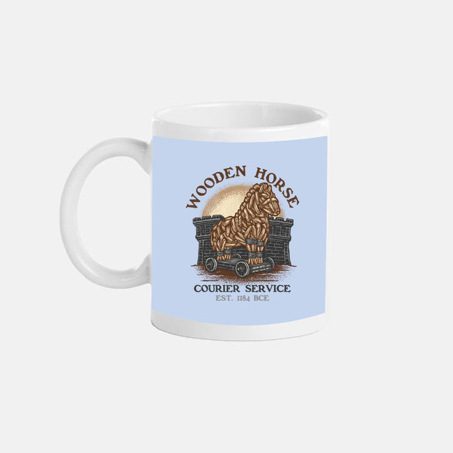 Wooden Horse Courier Service-None-Mug-Drinkware-glitchygorilla