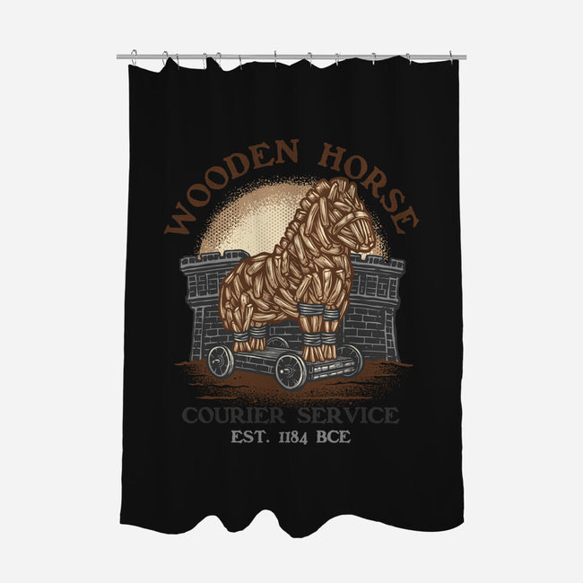 Wooden Horse Courier Service-None-Polyester-Shower Curtain-glitchygorilla