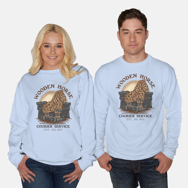 Wooden Horse Courier Service-Unisex-Crew Neck-Sweatshirt-glitchygorilla