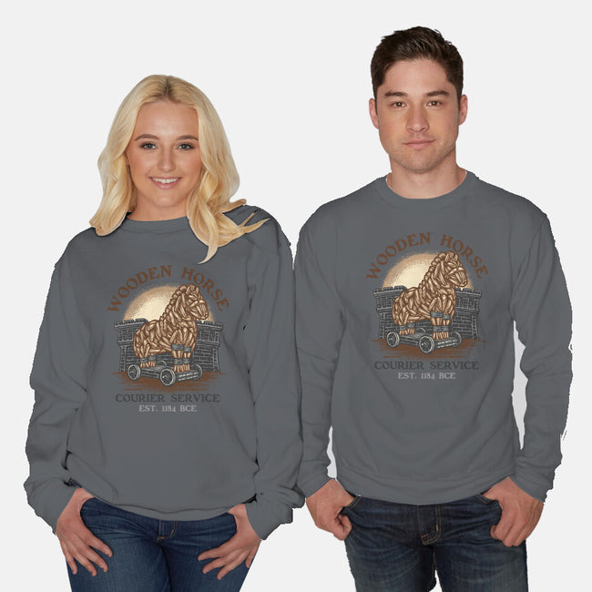 Wooden Horse Courier Service-Unisex-Crew Neck-Sweatshirt-glitchygorilla