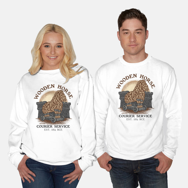 Wooden Horse Courier Service-Unisex-Crew Neck-Sweatshirt-glitchygorilla