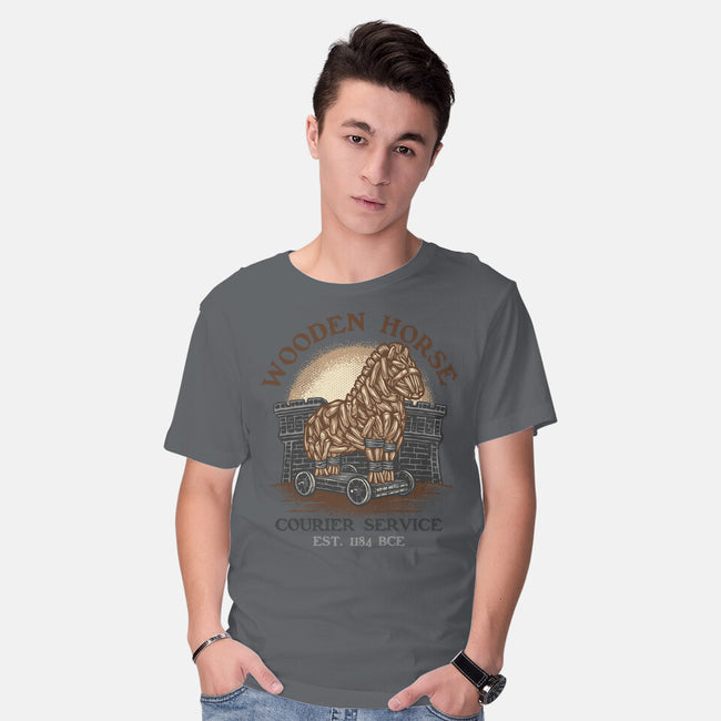 Wooden Horse Courier Service-Mens-Basic-Tee-glitchygorilla