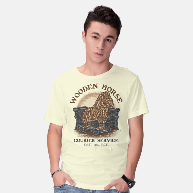 Wooden Horse Courier Service-Mens-Basic-Tee-glitchygorilla