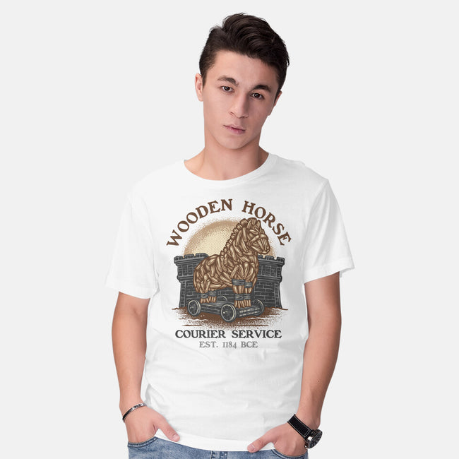 Wooden Horse Courier Service-Mens-Basic-Tee-glitchygorilla