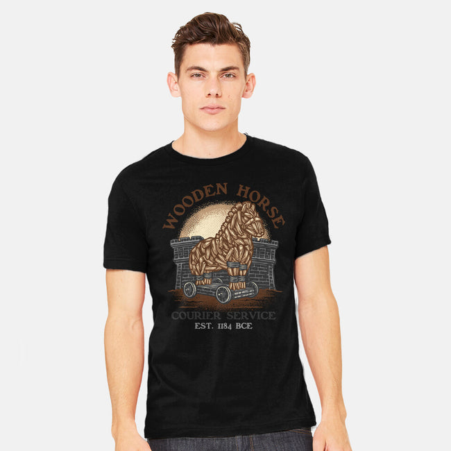 Wooden Horse Courier Service-Mens-Heavyweight-Tee-glitchygorilla