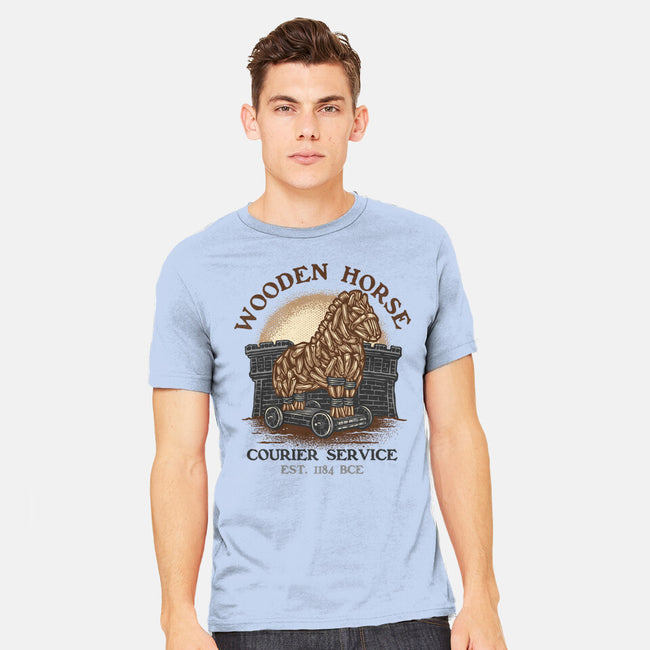 Wooden Horse Courier Service-Mens-Heavyweight-Tee-glitchygorilla
