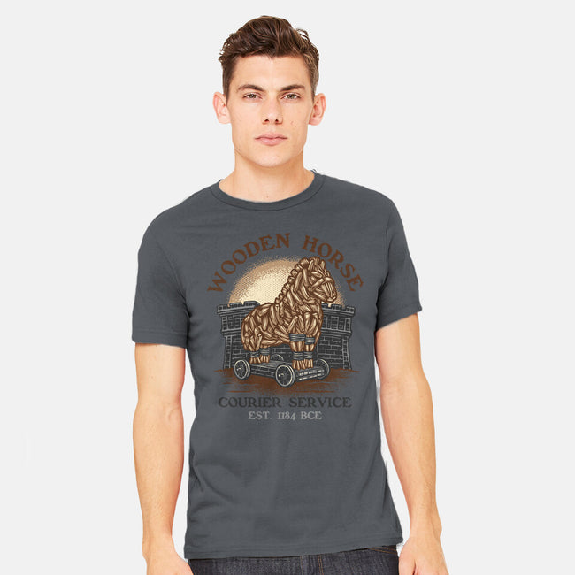 Wooden Horse Courier Service-Mens-Heavyweight-Tee-glitchygorilla