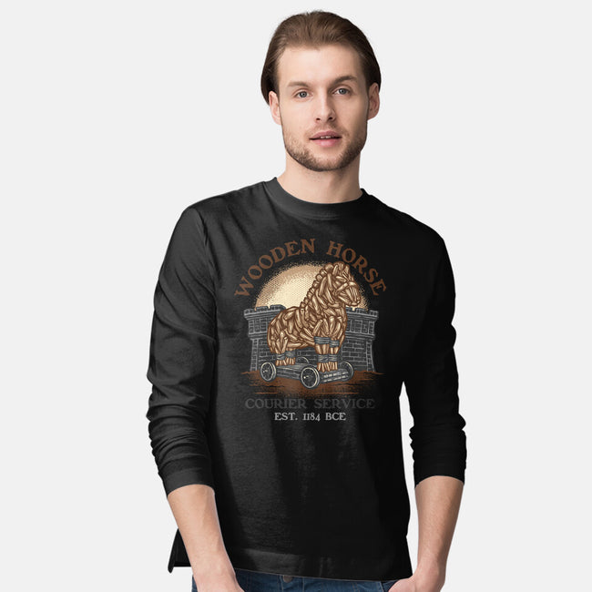 Wooden Horse Courier Service-Mens-Long Sleeved-Tee-glitchygorilla