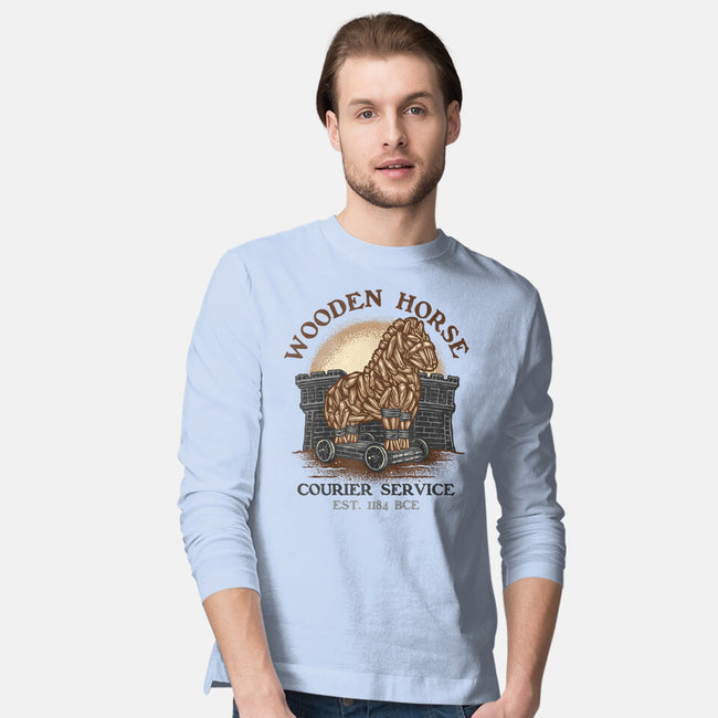 Wooden Horse Courier Service-Mens-Long Sleeved-Tee-glitchygorilla