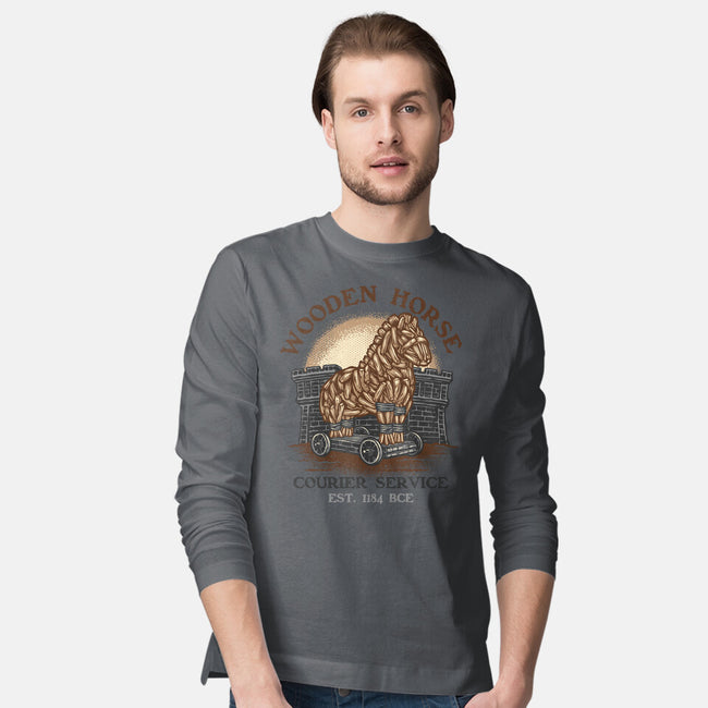 Wooden Horse Courier Service-Mens-Long Sleeved-Tee-glitchygorilla