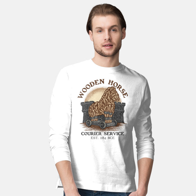 Wooden Horse Courier Service-Mens-Long Sleeved-Tee-glitchygorilla