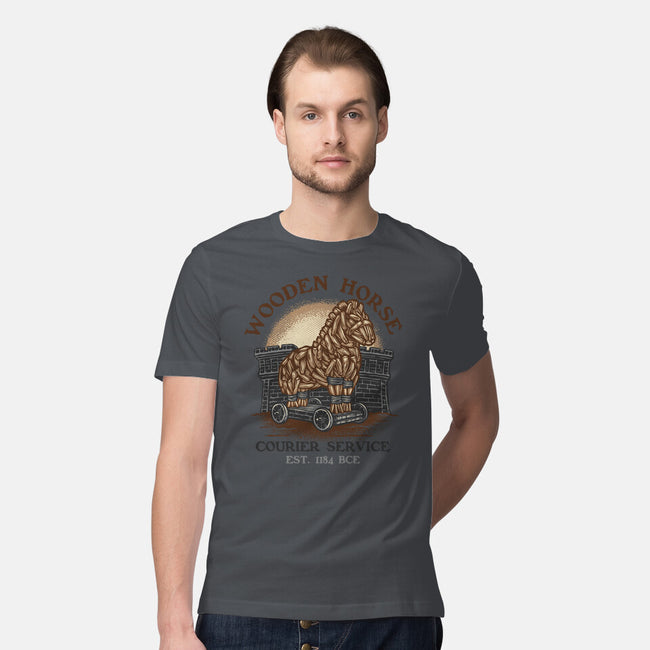 Wooden Horse Courier Service-Mens-Premium-Tee-glitchygorilla