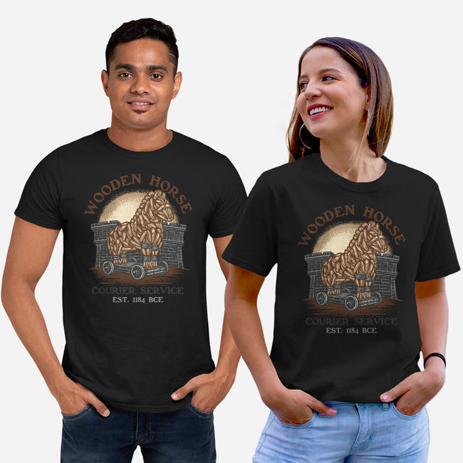 Wooden Horse Courier Service-Unisex-Basic-Tee-glitchygorilla