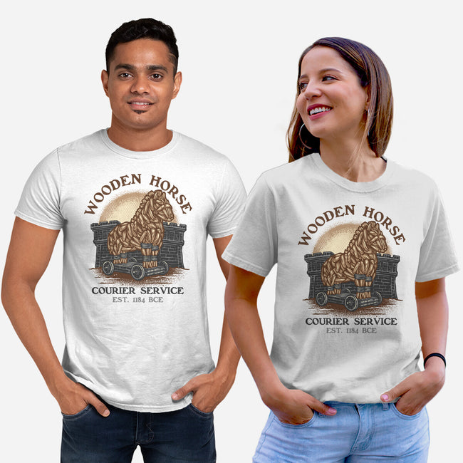 Wooden Horse Courier Service-Unisex-Basic-Tee-glitchygorilla