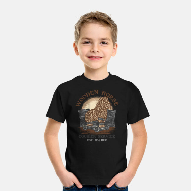 Wooden Horse Courier Service-Youth-Basic-Tee-glitchygorilla