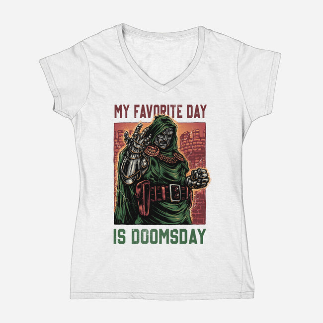 My Favorite Day Is Doomsday-Womens-V-Neck-Tee-glitchygorilla