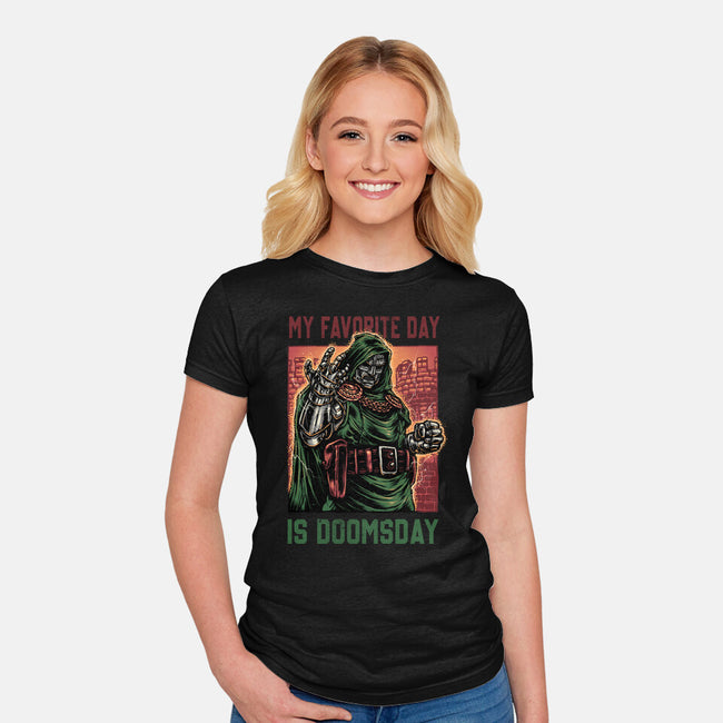 My Favorite Day Is Doomsday-Womens-Fitted-Tee-glitchygorilla