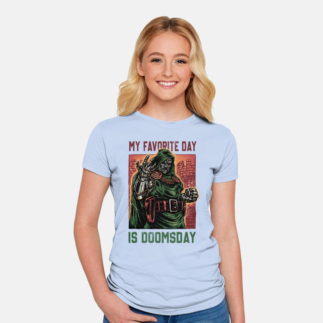 My Favorite Day Is Doomsday-Womens-Fitted-Tee-glitchygorilla