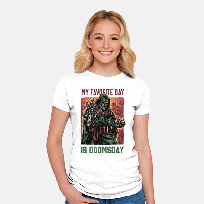 My Favorite Day Is Doomsday-Womens-Fitted-Tee-glitchygorilla
