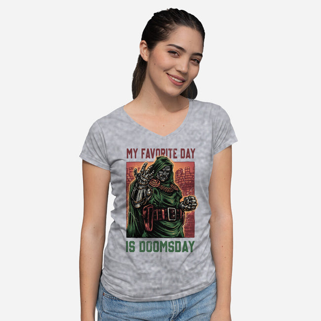 My Favorite Day Is Doomsday-Womens-V-Neck-Tee-glitchygorilla
