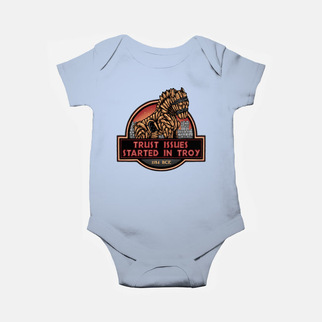 Trust Issues Started In Troy-Baby-Basic-Onesie-glitchygorilla