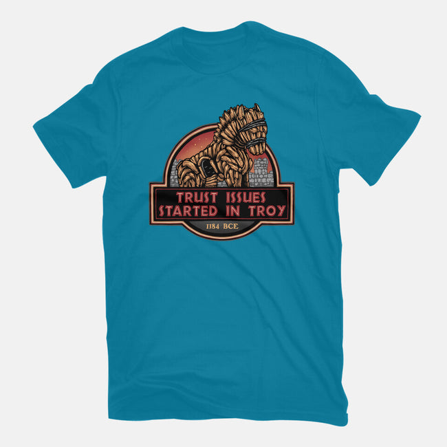 Trust Issues Started In Troy-Womens-Fitted-Tee-glitchygorilla