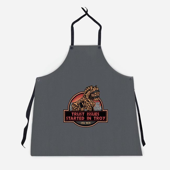 Trust Issues Started In Troy-Unisex-Kitchen-Apron-glitchygorilla