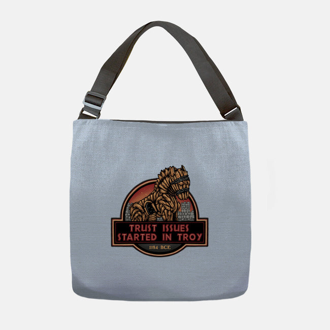 Trust Issues Started In Troy-None-Adjustable Tote-Bag-glitchygorilla