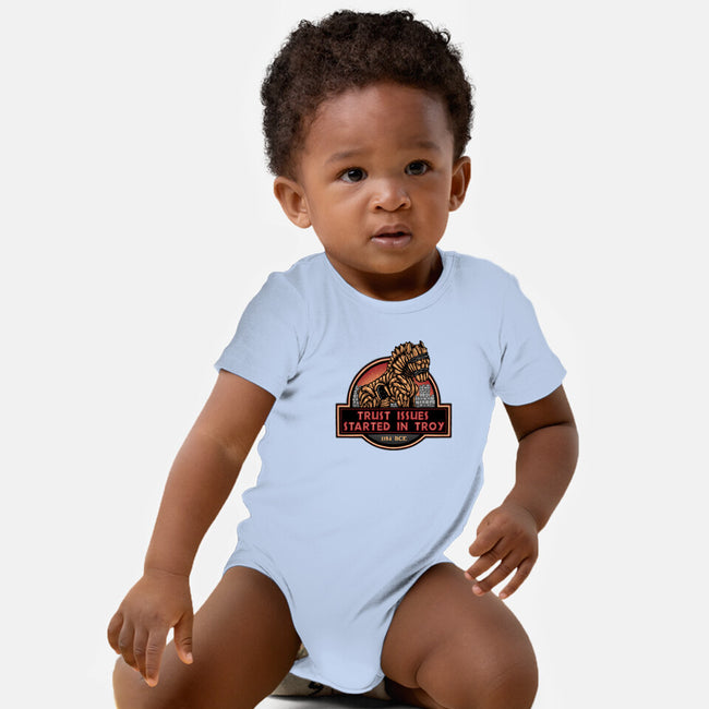 Trust Issues Started In Troy-Baby-Basic-Onesie-glitchygorilla