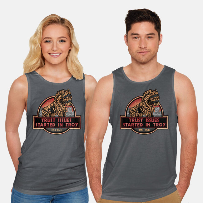 Trust Issues Started In Troy-Unisex-Basic-Tank-glitchygorilla