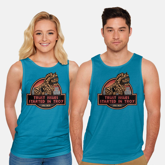 Trust Issues Started In Troy-Unisex-Basic-Tank-glitchygorilla