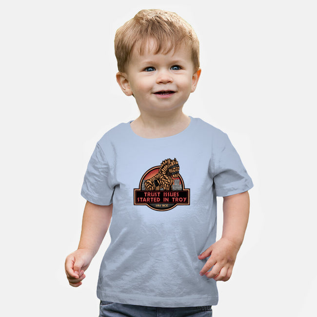 Trust Issues Started In Troy-Baby-Basic-Tee-glitchygorilla