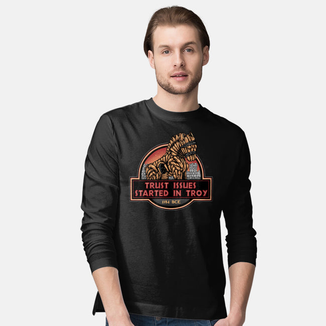 Trust Issues Started In Troy-Mens-Long Sleeved-Tee-glitchygorilla