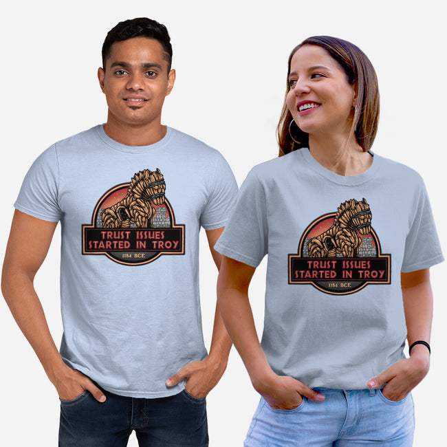 Trust Issues Started In Troy-Unisex-Basic-Tee-glitchygorilla