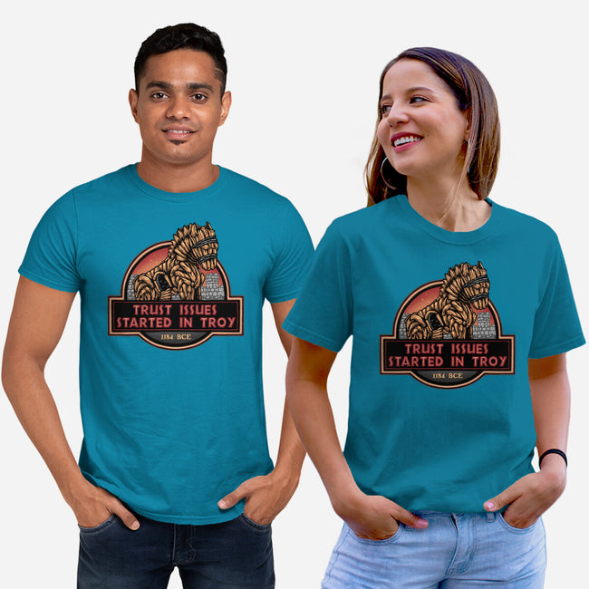 Trust Issues Started In Troy-Unisex-Basic-Tee-glitchygorilla